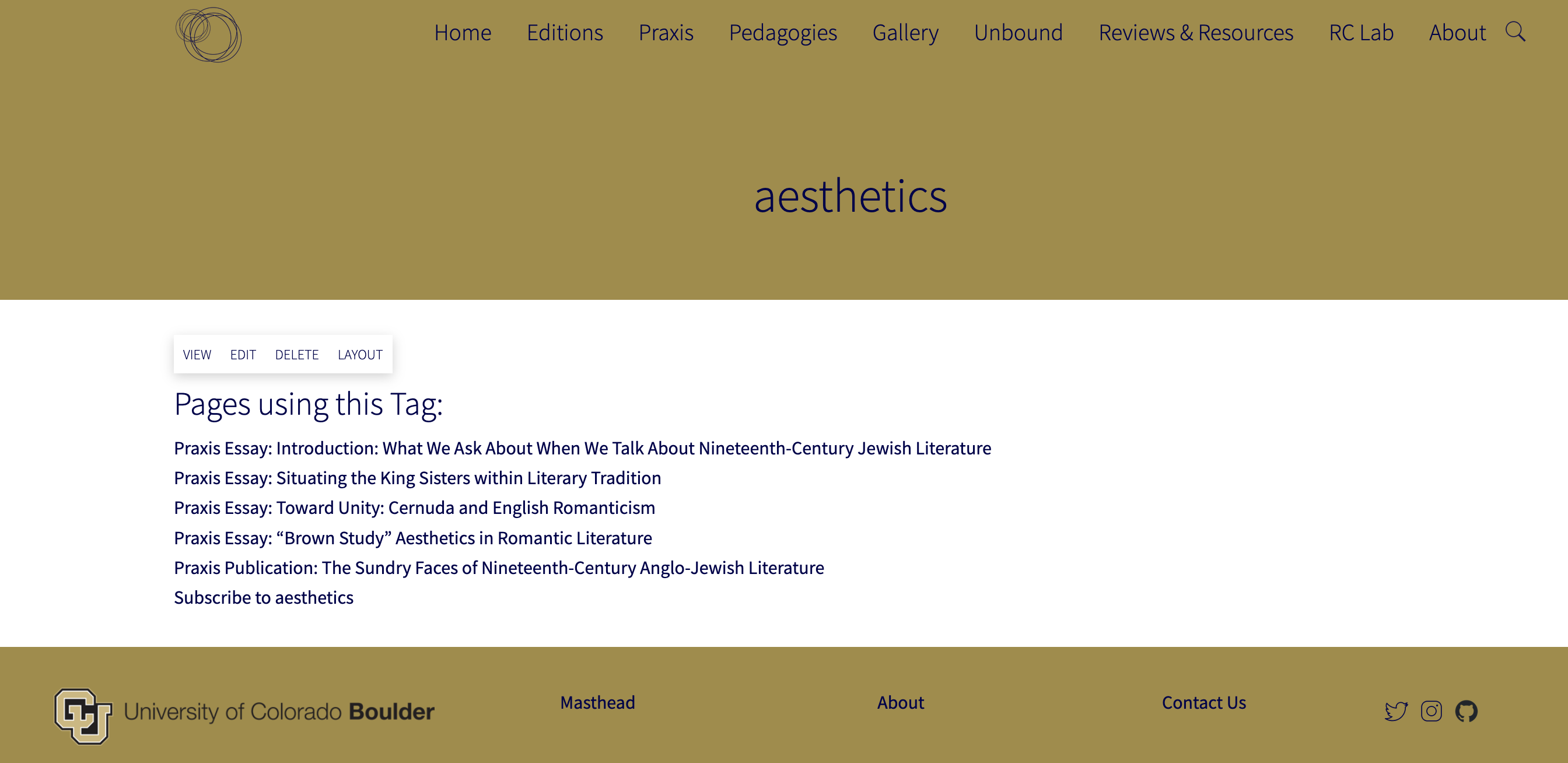 Screenshot of term page for "aesthetics"