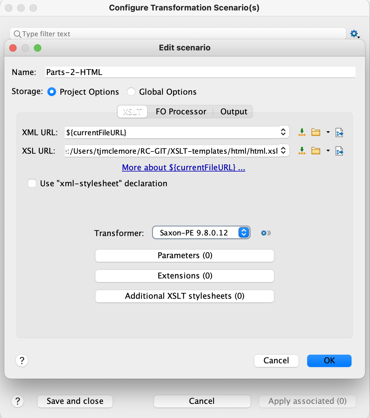 Transformation Scenario Configuration in OxygenXML